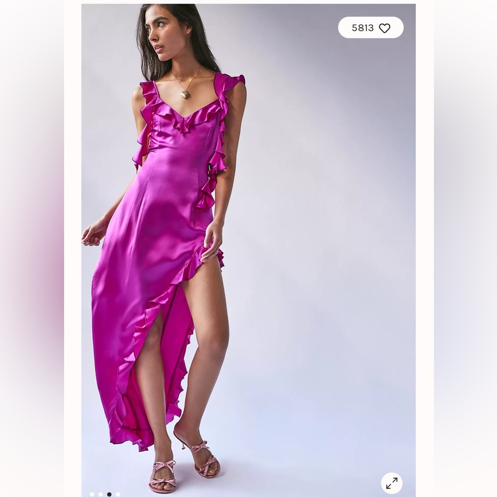 $370 Amanda Uprichard Sonnet Silk Gown – Fuchsia – Size Small